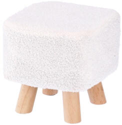 AdTrend Taburet lemn textil buclat alb 27 x 27 x 26 cm (104676C)