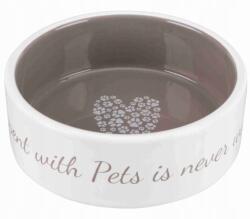 TRIXIE Pet's Home kerámia tál 0, 3 l 12 cm kutyáknak krém szürkésbarna tartós (25053)