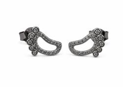 Flippy Cercei Tip Stud din Argint 925, Model Talpi, Contur Decorat cu Zirconii si Sistem de Prindere cu Tija si Fluturas, Argintiu (09355)