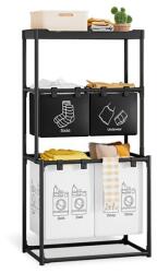 Flippy Cos de Rufe, Flippy, 3 Rafturi, 4 Cosuri, Cadru de Otel Inoxidabil, 123x44x57 cm, Negru (134452)