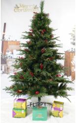 Flippy Brad Artificial de Craciun Bogat, Decorat cu Conuri Pin Rosii, pentru Interior/Exterior, Inaltime 120 cm, Flippy, Verde, suport metalic inclus (122465)