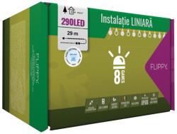 Flippy Instalatie Craciun Profesionala de Exterior IP65, 29 m, 290 Led-uri Mari , Liniara, Alb rece, Interconectabila, Prelungitor 1.5 m inclus, Fir Negru, Flippy (113678)
