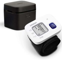 Omron Tensiometru electronic de incheietura complet automat Omron RS2, validat clinic, Tehnologie Intellisense, Indicator pentru puls neregulat, Afisaj LCD, Carcasa de protectie, Alb (C663)