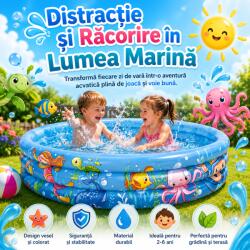  Piscina albastra cu model Lumea Marina pentru copii O120x24 cm