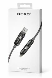 NOXO Cablu NOXO CN-12 4 in 1 USB-A + USB-C la USB-C + Lightning, 60W, 1.2m, Nylon Impletit, Incarcare Rapida (CN-12)