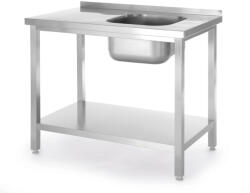 HENDI Mosogatóval és polccal, csavarozott, HENDI, Kitchen Line, Jobb kamrás mosogatópult. , 800x600x(H)850mm