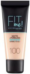Maybelline Maybelline, Fit Me Matte + Poreless, Liquid Foundation, 100, Warm Ivory, 30 ml