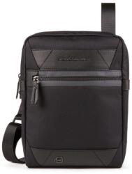 Piquadro Piquadro, Trakai, Leather & Fabric, Small, Textile Crossbody Bag, Black, 27 x 21 x 5 cm, For Men