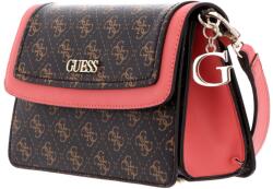 Guess Guess, Camy, Synthetic Leather, 4G Logo, Textile Crossbody Bag, Coral/Brown, For Women