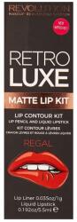 Makeup Revolution Set Makeup Revolution: Retro Luxe, Lip Liner, Regal, 1 g + Retro Luxe, Matte, Ruj lichid, Regal, 5.5 ml