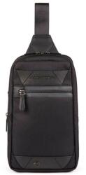 Piquadro Piquadro, Trakai, Leather & Fabric, Mono Sling, Textile Crossbody Bag, Black, 42021990, 31 x 18 x 7 cm, For Men