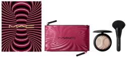 MAC Trick Of The Light Extra Dimension Skinfinish Kit Set MAC: Textile Makeup Bag, Burgundy + MAC, Multi Face Brush, 143S + Extra Dimension Skinfinish, Highlighter Powder, Magnetic Attraction, 9 g - yuzum