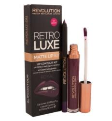 Makeup Revolution Set Makeup Revolution: Retro Luxe, Matte, Ruj lichid, Royal, 5.5 ml + Retro Luxe, Lip Liner, Royal, 1 g