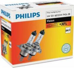Philips Set 2 becuri auto halogen pentru far Philips Vision +30% H4 60/55W 12V 12342PRC2 (AC5083)