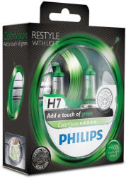 Philips Set 2 becuri auto halogen pentru far Philips ColorVision Green H7 55W 12V 12972CVPGS2 (AC4945)