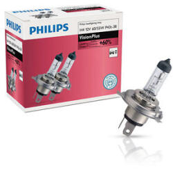 Philips Set 2 becuri auto halogen pentru far Philips Vision +60% H4 60/55W 12V 12342VPC2 (AC5085)