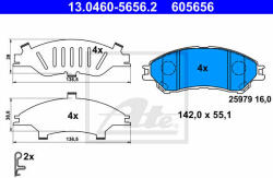 ATE Set placute frana, frana disc ATE 13.0460-5656.2 (13046056562)