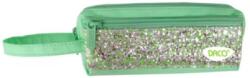 DACO Penar Tip Borseta DACO cu Paiete, 18x7.5x2.5 cm, Doua Fermoare cu Doua Compartimente, Poliester, Verde (6425871031849) Penar