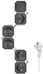 LogiLink PRELUNGITOR LOGILINK, flexibil 180 grade, Schuko x 5, cablu 3G 1.5mm2, 230 V / 16 A, 50 Hz, max. 3600 W, buton intrerupator iluminat, IP20, 1.5m, alb / negru LPS277 (include TV 0.80lei)