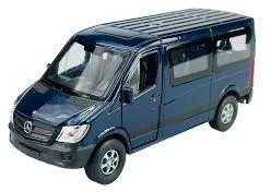  Macheta Mercedes Sprinter albastru 1: 34 replica metal Welly usi deschise cu resort