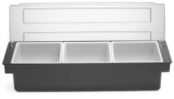 BarUp Alapanyag tároló doboz - 3 rekesz, BarUp, Fekete, 480x150x(H)100mm