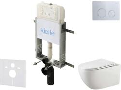 kielle Genesis New - Set pentru montare încastrată, toaletă Gaia, Rimless, capac softclose și clapetă Gemini New II, crom lucios 30528SZ14 (30528SZ14)