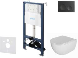 kielle Genesis New - Set pentru montare încastrată, toaletă Oudee, Rimless, capac softclose și clapetă Gemini New I, negru mat 30528SS03 (30528SS03)