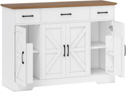 HOMCOM Bufet Bucătărie Rustic, Bufet cu Uși Soft-Close, 3 Sertare, 3 Rafturi Reglabile, Portaspecii, PAL, MDF, Alb | Aosom Romania (83A-362V80WT) Bufet