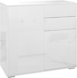 HOMCOM Comodă Elegantă cu Deschidere Touch, 2 Dulapuri și 2 Sertare, pentru Living și Dormitor, 79x36x74cm, Alb Lucios | Aosom Romania (838-075V80WT) Comoda