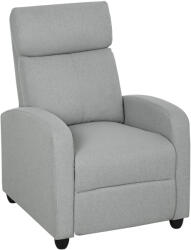 HOMCOM Fotoliu relaxant, reglabil 135°, suport extensibil pentru picioare, căptușeli, poliester de in, Gri deschis | Aosom Romania (839-308V00LG)