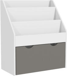 AIYAPLAY Bibliotecă pentru Copii 3-8 Ani cu 3 Rafturi și Sertar Inferior, din MDF, 62.5x30x70 cm, Gri | Aosom Romania (311-075V80GY)