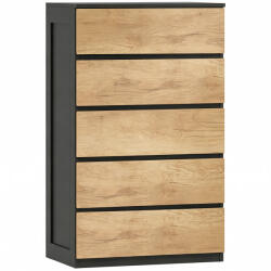 HOMCOM Comodă cu 5 Sertare din Lemn, cu Șine Metalice și Mânere Decupate, 60x39x100 cm | Aosom Romania (831-690V81MX) Comoda