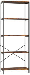 HOMCOM Könyvespolc, 5 polc, fém, melamin felület, barna (836-643V00RB)