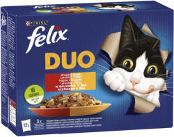 FELIX Fantastic Duo Házias Válogatás Nedves Macskaeledel Aszpikban (Marha és Szárnyas, Csirke és Vese, Bárány és Borjú, Pulyka és Máj) - 12x85 g
