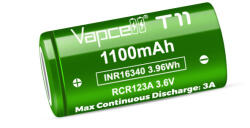 Vapcell T11 INR16340 1100mAh 3A tölthető li-ion akkumulátor