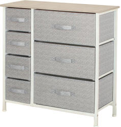 RPX-COM Comoda 7 Sertare Textile / 63x31x73cm - Gri/alb (46569r) Comoda