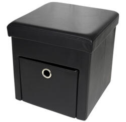 RPX-TAB Taburet Pliabil Cu Sertar - 38x38x38cm / Negru (46552r)