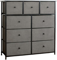 RPX-COM Comoda 9 Sertare Textile / 100x30x99cm - Antracit/negru (46575r) Comoda
