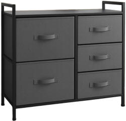 RPX-COM Comoda 5 Sertare Textile / 83x29x77cm - Antracit/negru (46568r) Comoda