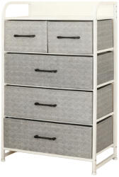 RPX-COM Comoda 5 Sertare Textile / 58x29x99cm - Gri/alb (46572r) Comoda