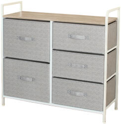 RPX-COM Comoda 5 Sertare Textile / 83x29x77cm - Gri/alb (46567r) Comoda
