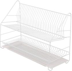 MetPol Edényszárító, MetPol, 2 szintes, fehér, 50cm, tálcával (50M-SUS-250RB)