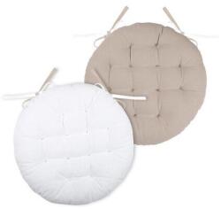 Stof Kerek párna székhez Duo nyakkendővel, 100% pamut, Ø 38 cm - bézs (cu1490071gal-r)