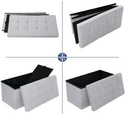‎songmics 2 üléses pad tárolóhellyel, 80 L, szövet, világosszürke, 76 x 38 x 38 cm (LSF41G)