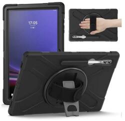 Gigapack defender műanyag tabletvédő, ütésállóság, kitámasztó, 360° + kézpánt, fekete, kompatibilis: Samsung Galaxy Tab S9 Ultra WIFI, SM-X910, / Galaxy Tab S9 Ultra LTE, SM-X916
