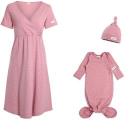  Moniel kórházi szett hálóing XXL-es méret + body sapkával babáknak Dots rózsaszín