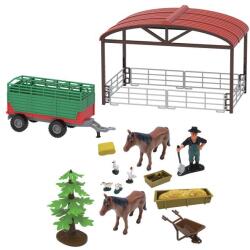  FARM SERVICE - Set de joacă fermă cu tractor și remorcă 16 buc cu lumini și sunete (SK21H-15K) Figurina