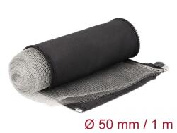  Delock Hőellenálló EMI Shielding fonott borítás zipzárral, 1 m x 50 mm méretű, fekete (20849) (20849) - pepita