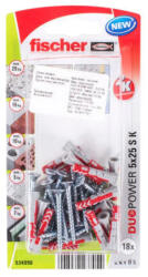 Fischer УНИВЕРСАЛЕН ДЮБЕЛ С ВИНТ Ф5Х25ММ 18 БРОЯ fischer duopower (4048962237054)