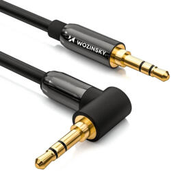 Wozinsky Ъглов AUX кабел Wozinsky, 3.5mm мини жак, 2m, черен (WACSAB-2M)